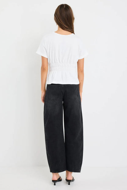 Among The Brave Svelte Ivory Shirred Detail SS Tee