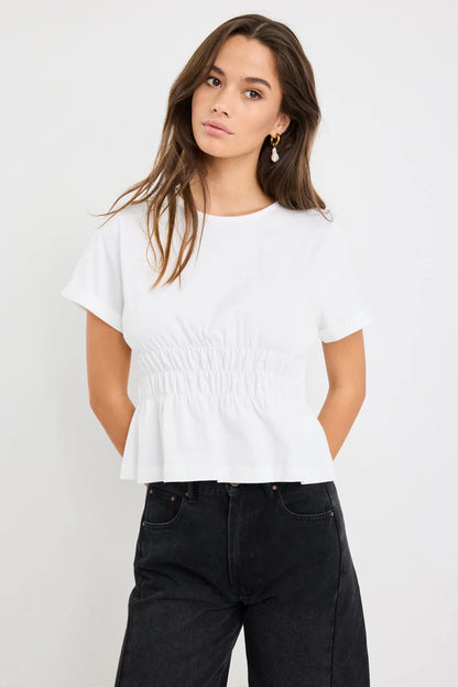 Among The Brave Svelte Ivory Shirred Detail SS Tee