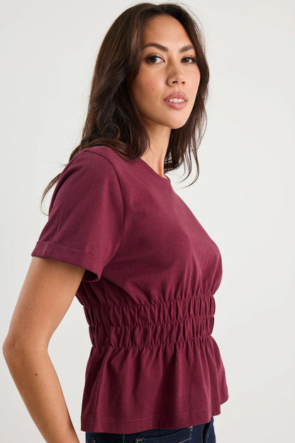 Among The Brave Svelte Ivory Shirred Detail SS Tee
