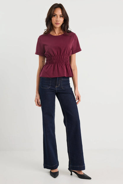 Among The Brave Svelte Ivory Shirred Detail SS Tee