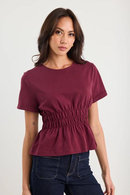 Among The Brave Svelte Ivory Shirred Detail SS Tee