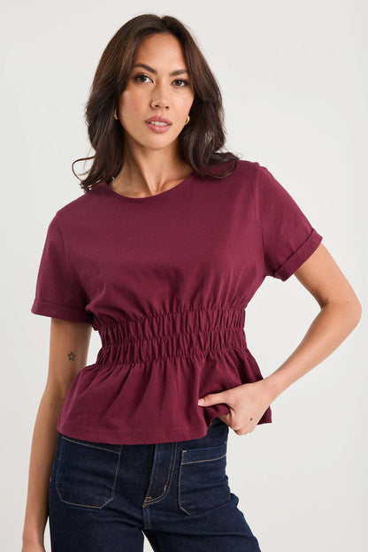 Among The Brave Svelte Ivory Shirred Detail SS Tee