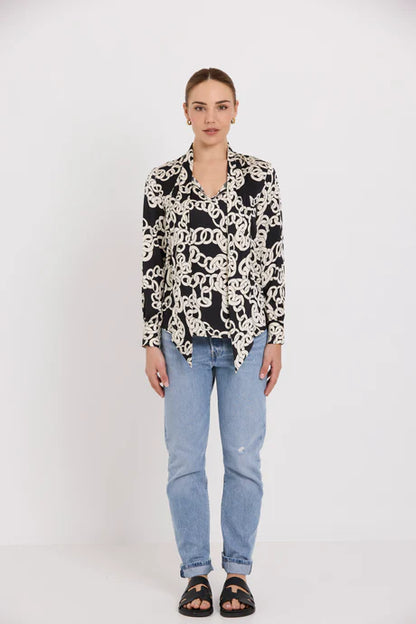 Tuesday Label Bow Blouse - Mono Link