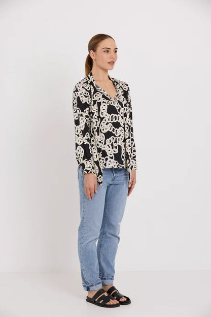 Tuesday Label Bow Blouse - Mono Link