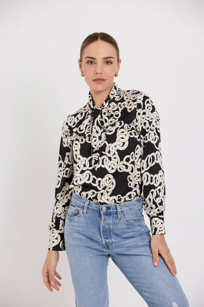 Tuesday Label Bow Blouse - Mono Link