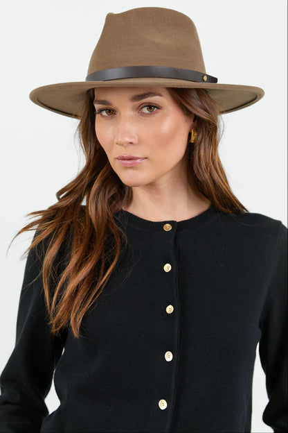Among The Brave Tanner Dark Taupe Mid Brim Panama Wool Hat