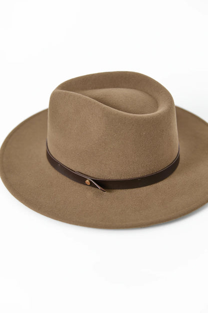 Among The Brave Tanner Dark Taupe Mid Brim Panama Wool Hat