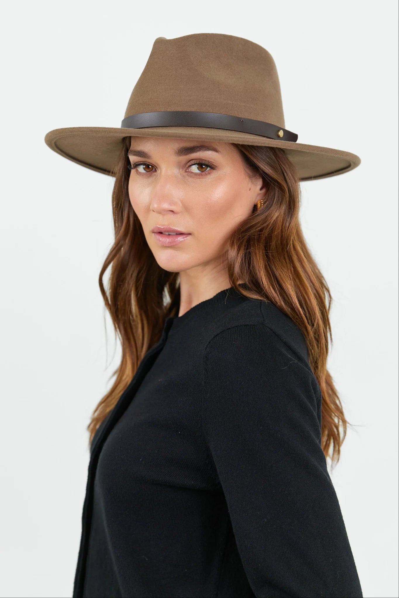 Among The Brave Tanner Dark Taupe Mid Brim Panama Wool Hat