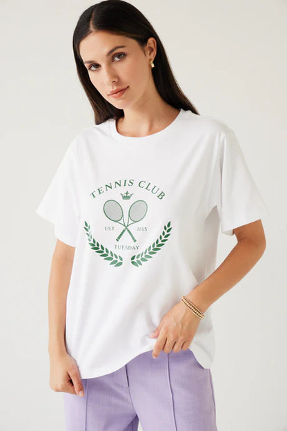 Tuesday Label Band Tee - White/Green