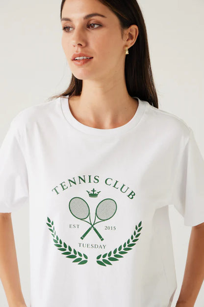 Tuesday Label Band Tee - White/Green