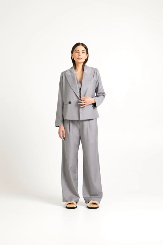 Tuesday Label Crop Blazer - Silver