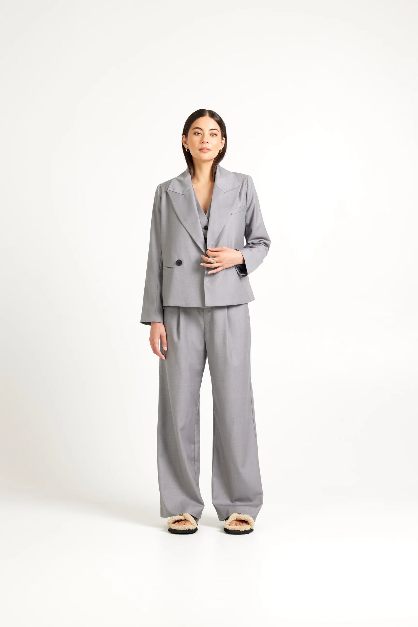 Tuesday Label Crop Blazer - Silver