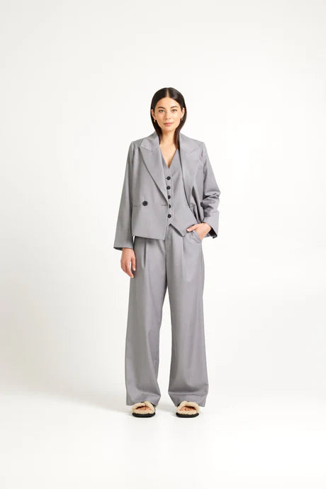 Tuesday Label Crop Blazer - Silver