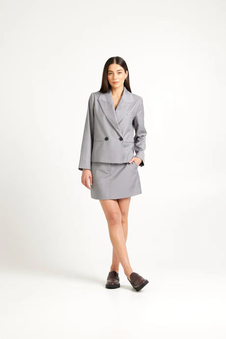 Tuesday Label Crop Blazer - Silver