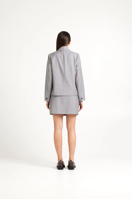 Tuesday Label Crop Blazer - Silver