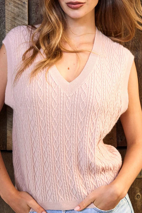 Tuesday Jasper Vest - Blush Cable