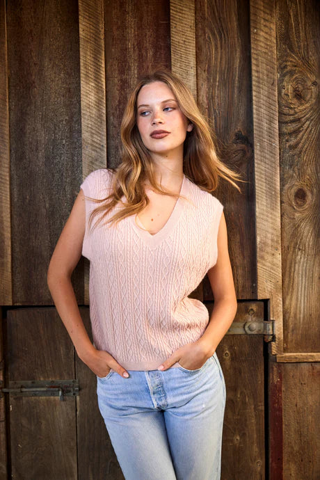 Tuesday Jasper Vest - Blush Cable