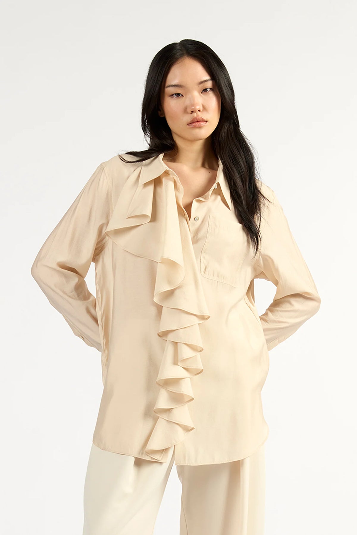 Tuesday Label Drape Frill Shirt
