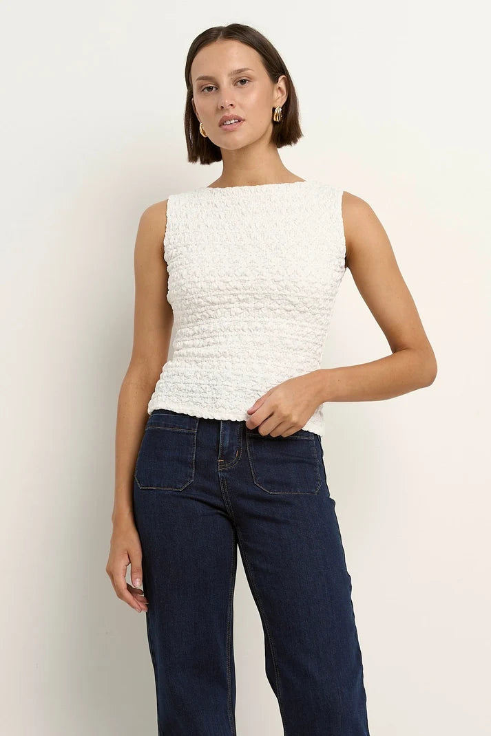 Among The Brave Untamed Ivory Lace Sleeveless Boatneck Top