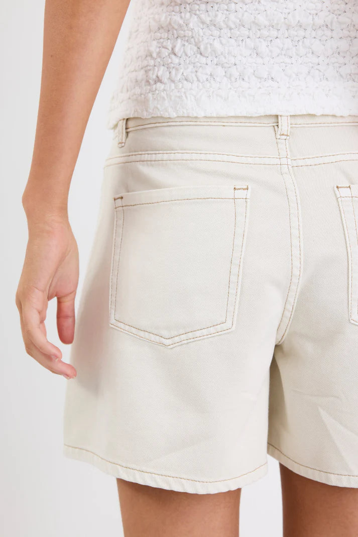 Stories Be Told Significant Ecru Denim Pocket Front Shorts
