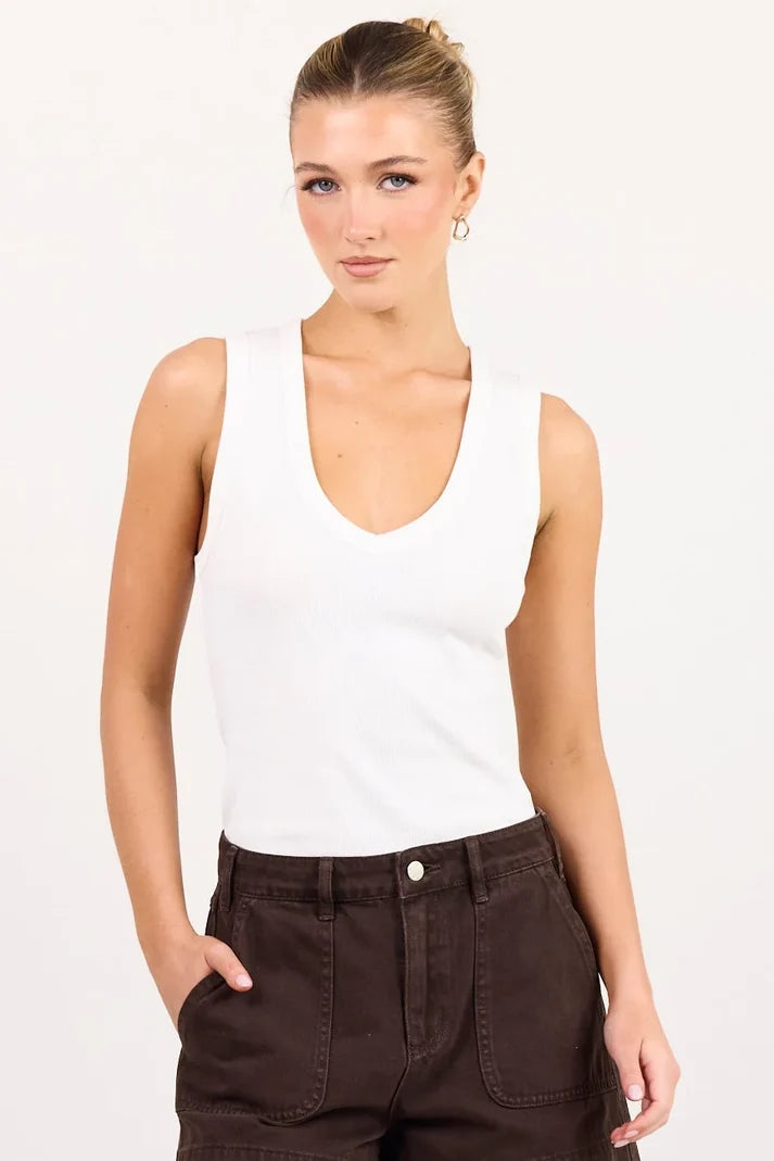 Among The Brave The Vale V Neck Rib Tank