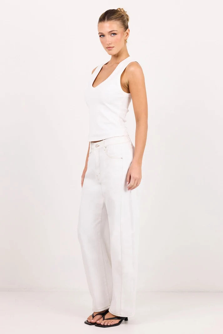 Among The Brave Varsity Ivory Forward Seam Barrel Jeans