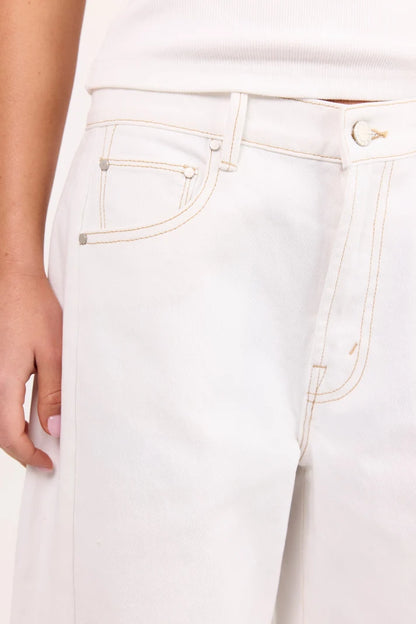Among The Brave Varsity Ivory Forward Seam Barrel Jeans