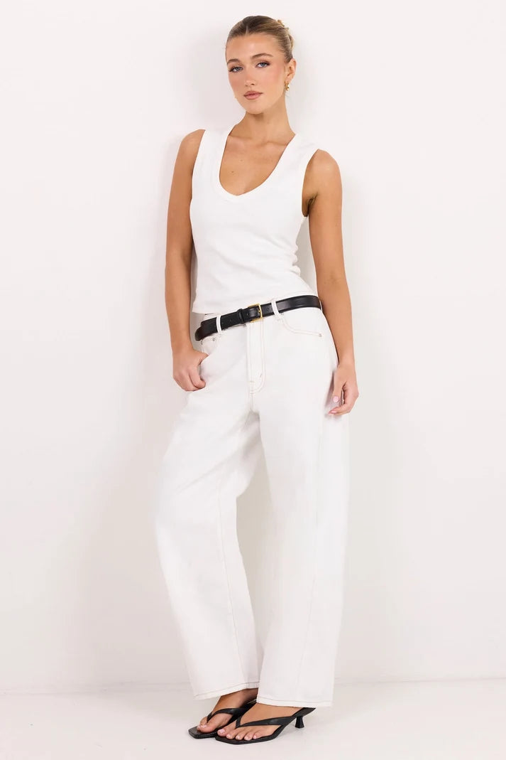 Among The Brave Varsity Ivory Forward Seam Barrel Jeans