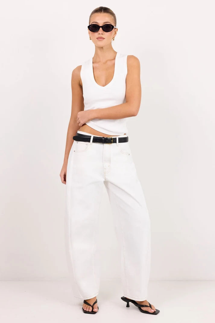 Among The Brave Varsity Ivory Forward Seam Barrel Jeans