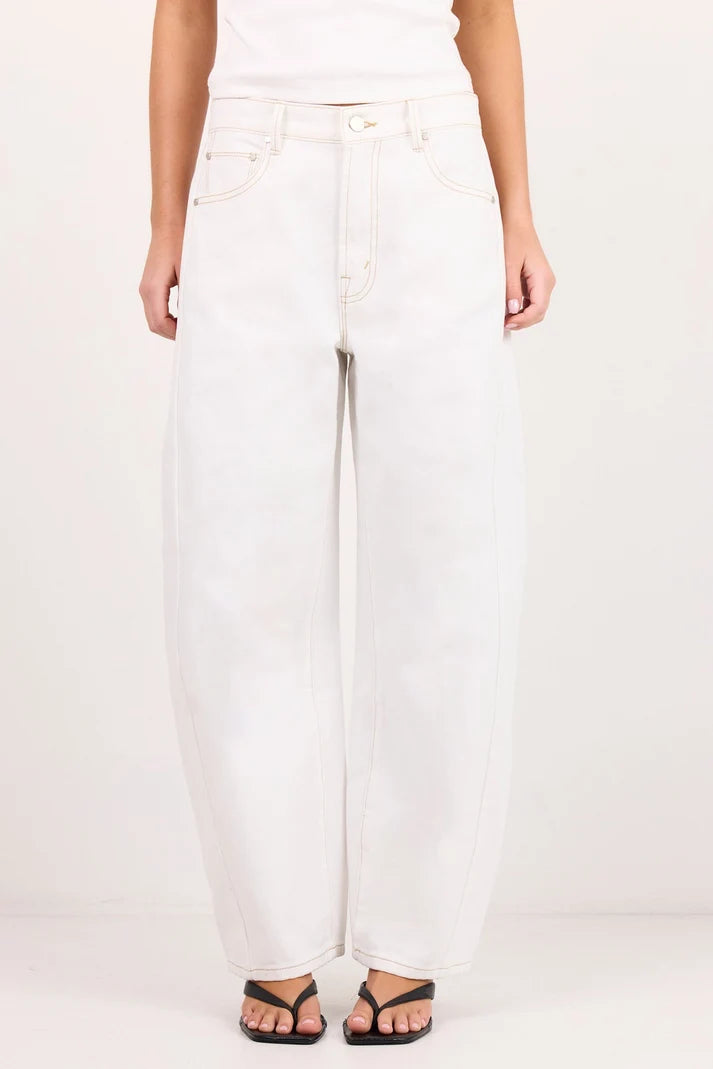 Among The Brave Varsity Ivory Forward Seam Barrel Jeans