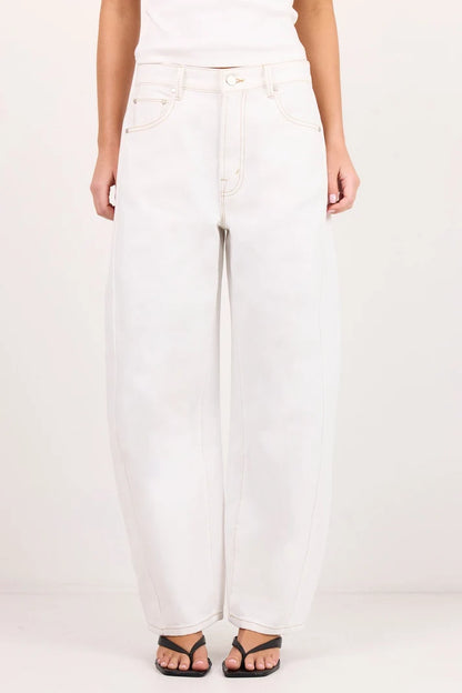 Among The Brave Varsity Ivory Forward Seam Barrel Jeans