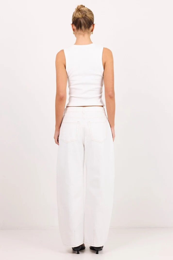 Among The Brave Varsity Ivory Forward Seam Barrel Jeans