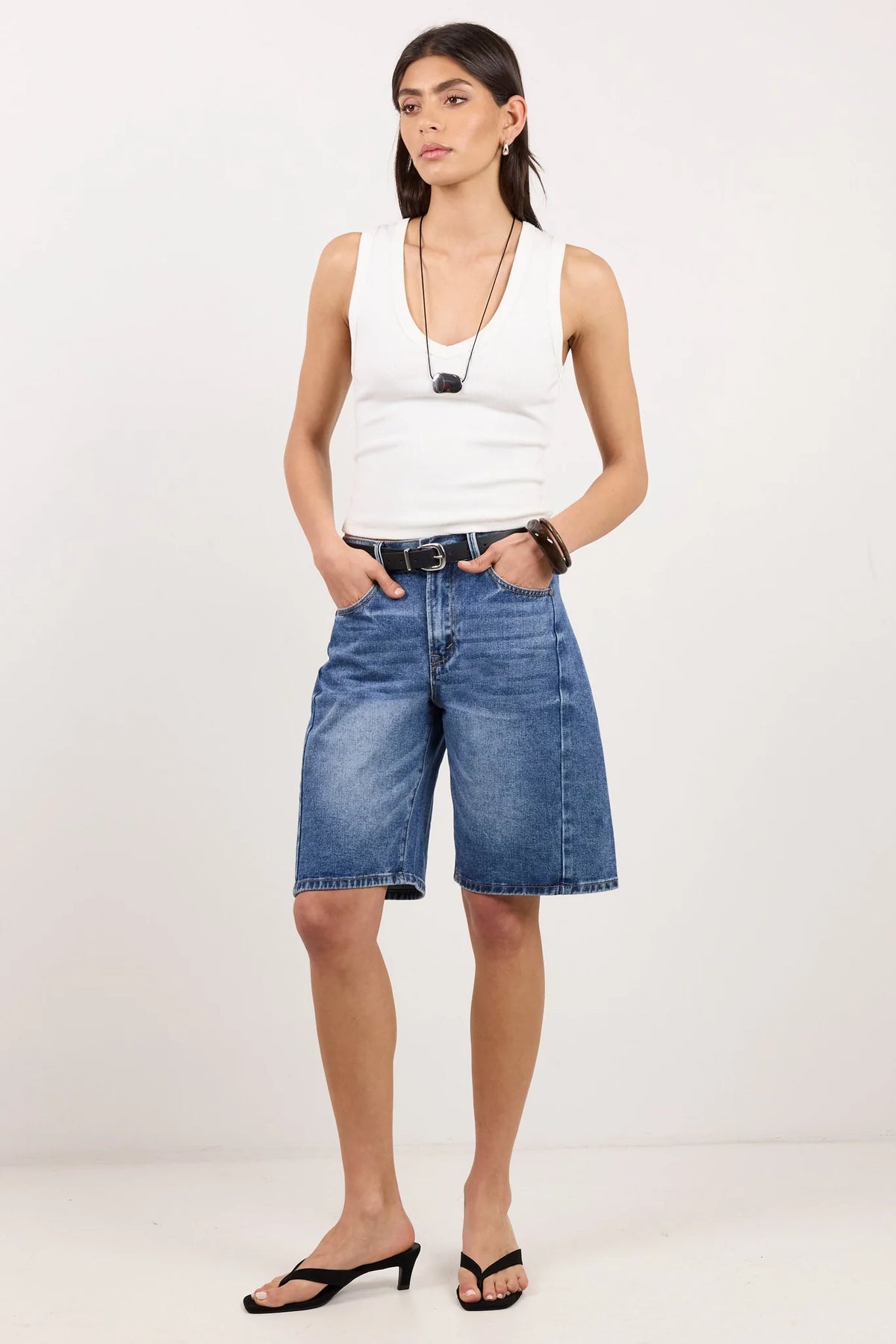Among The Brave Academy Deep Blue Denim Barrel Short