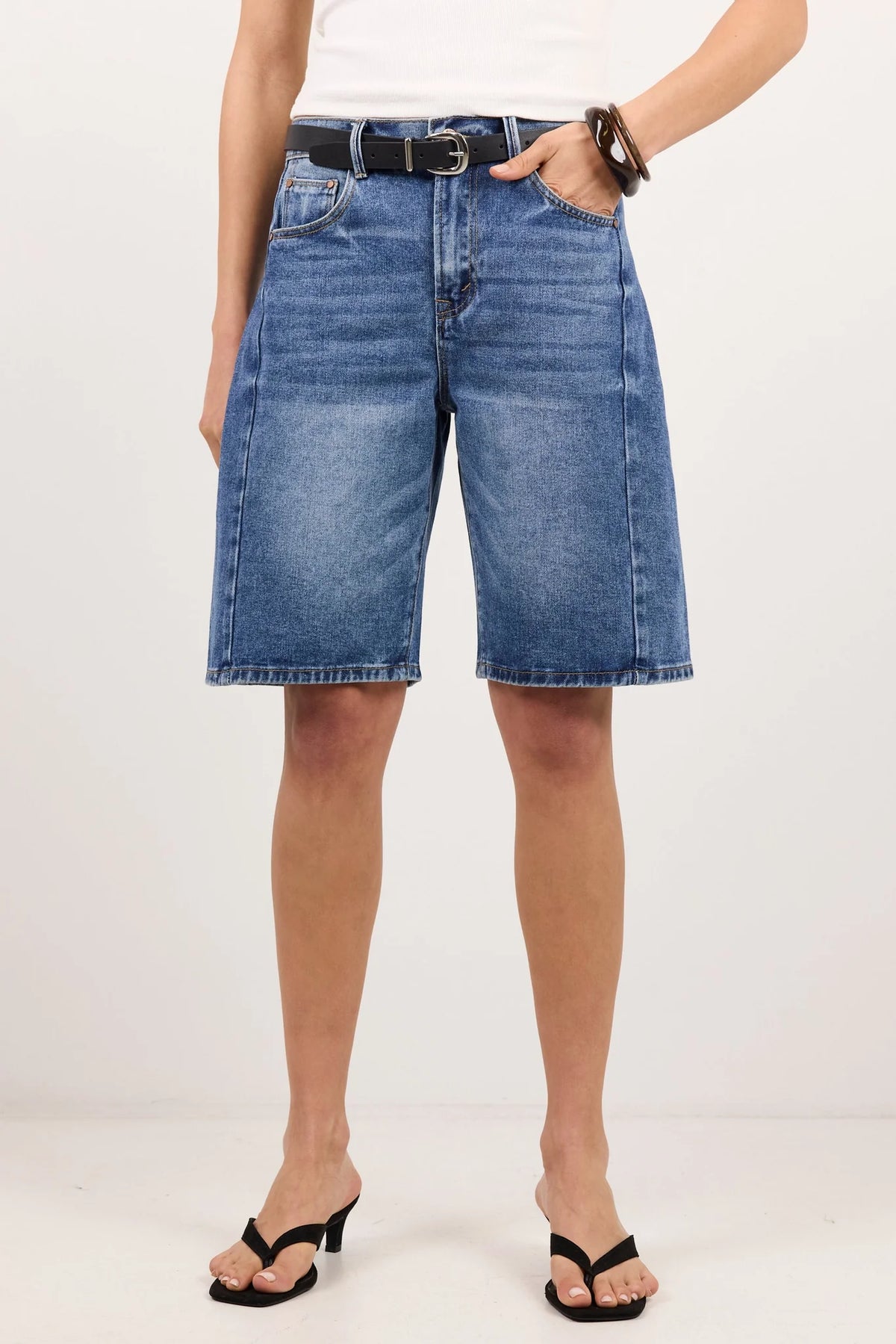 Among The Brave Academy Deep Blue Denim Barrel Short