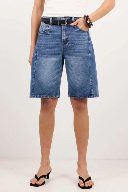 Among The Brave Academy Deep Blue Denim Barrel Short