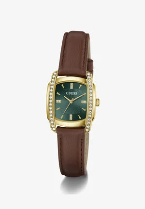 Guess Watch Etta Green Brown Leather Strap