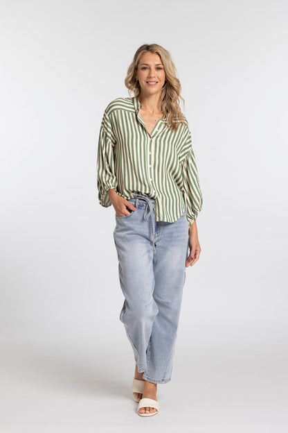 Moss Bronte Shirt Green Stripe