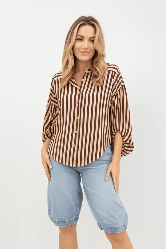 Mi Moso Bronte Shirt Brown & Ivory