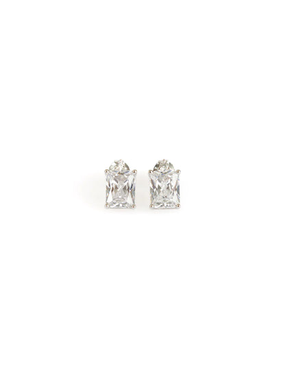 Federation Emerald Cut Stud in Clear or Black or Pink