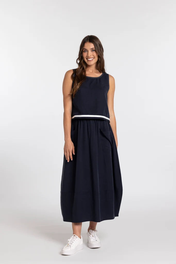 Mi Moso Collet Top Navy