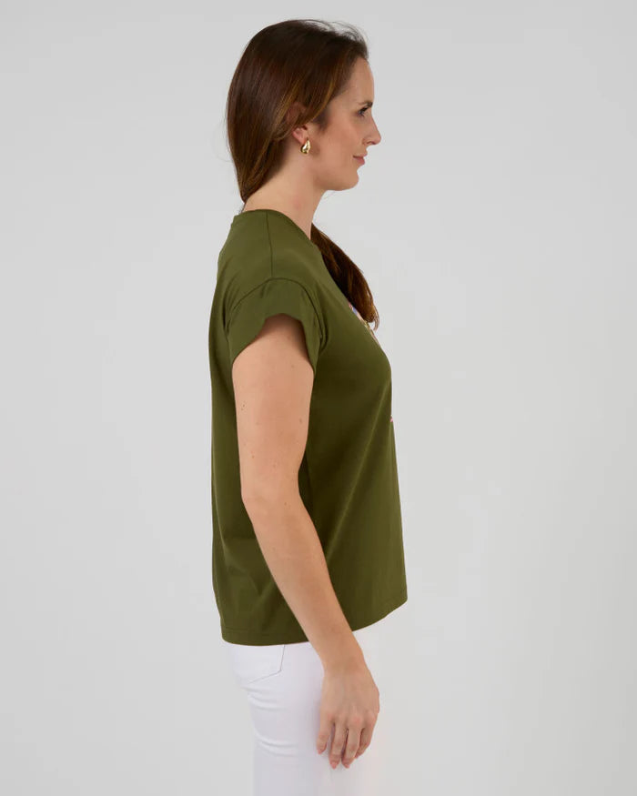 Stella+Gemma Cuff Tee Khaki Palm