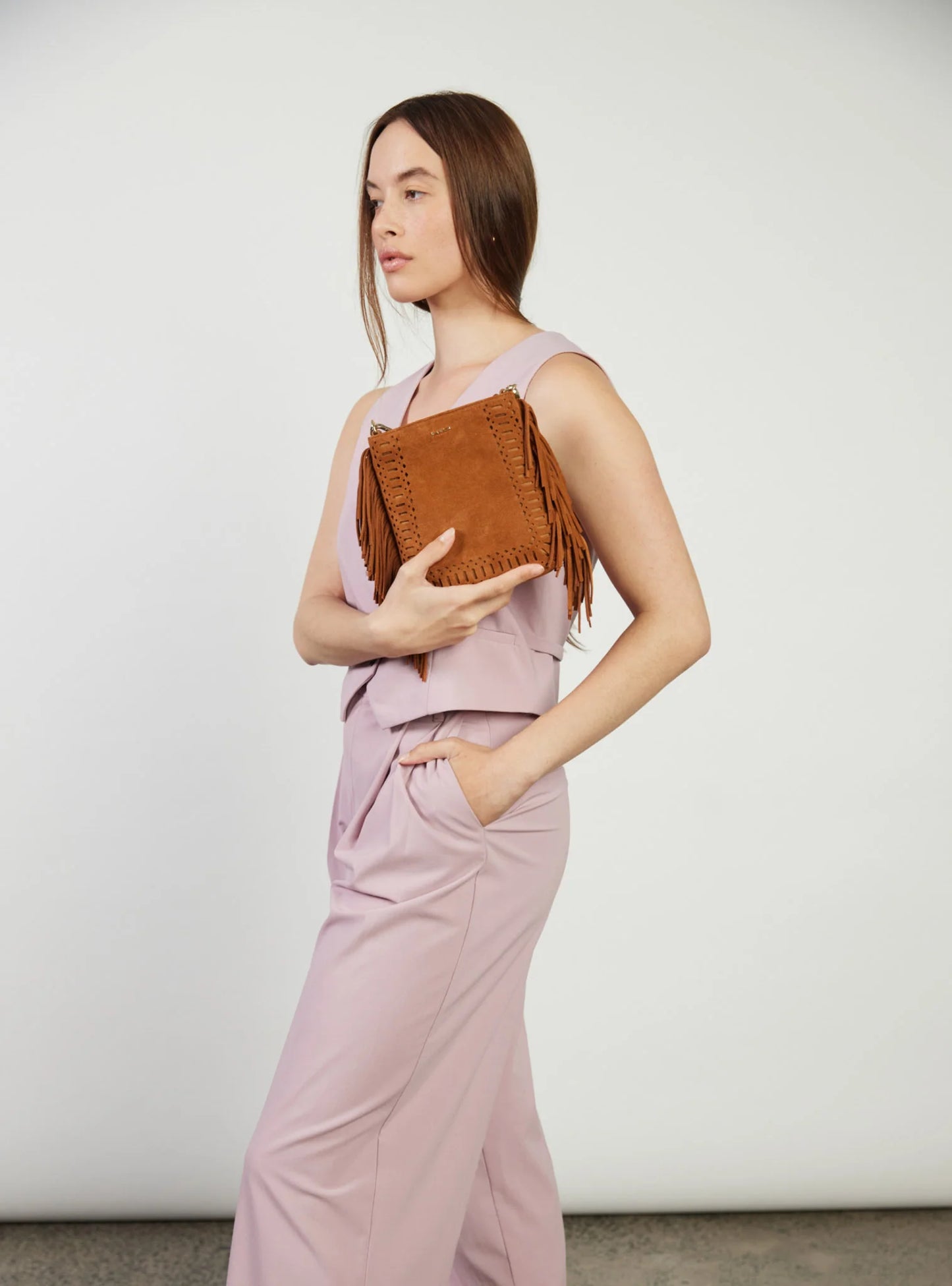 Saben Coco Mini Bag Black Suede+Fringe