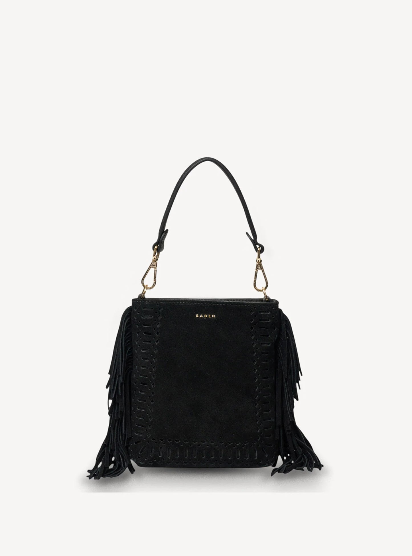 Saben Coco Mini Bag Black Suede+Fringe