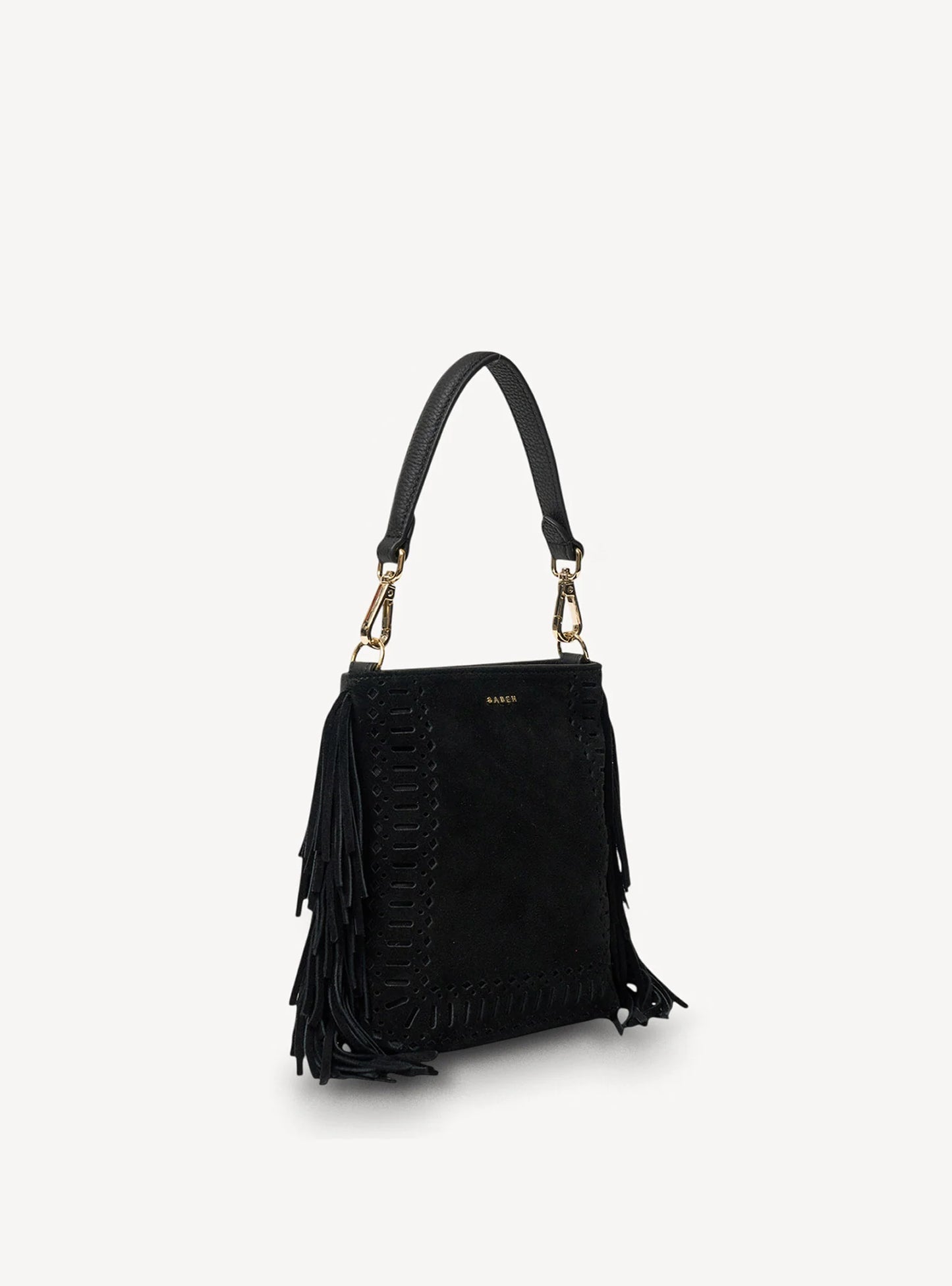 Saben Coco Mini Bag Black Suede+Fringe