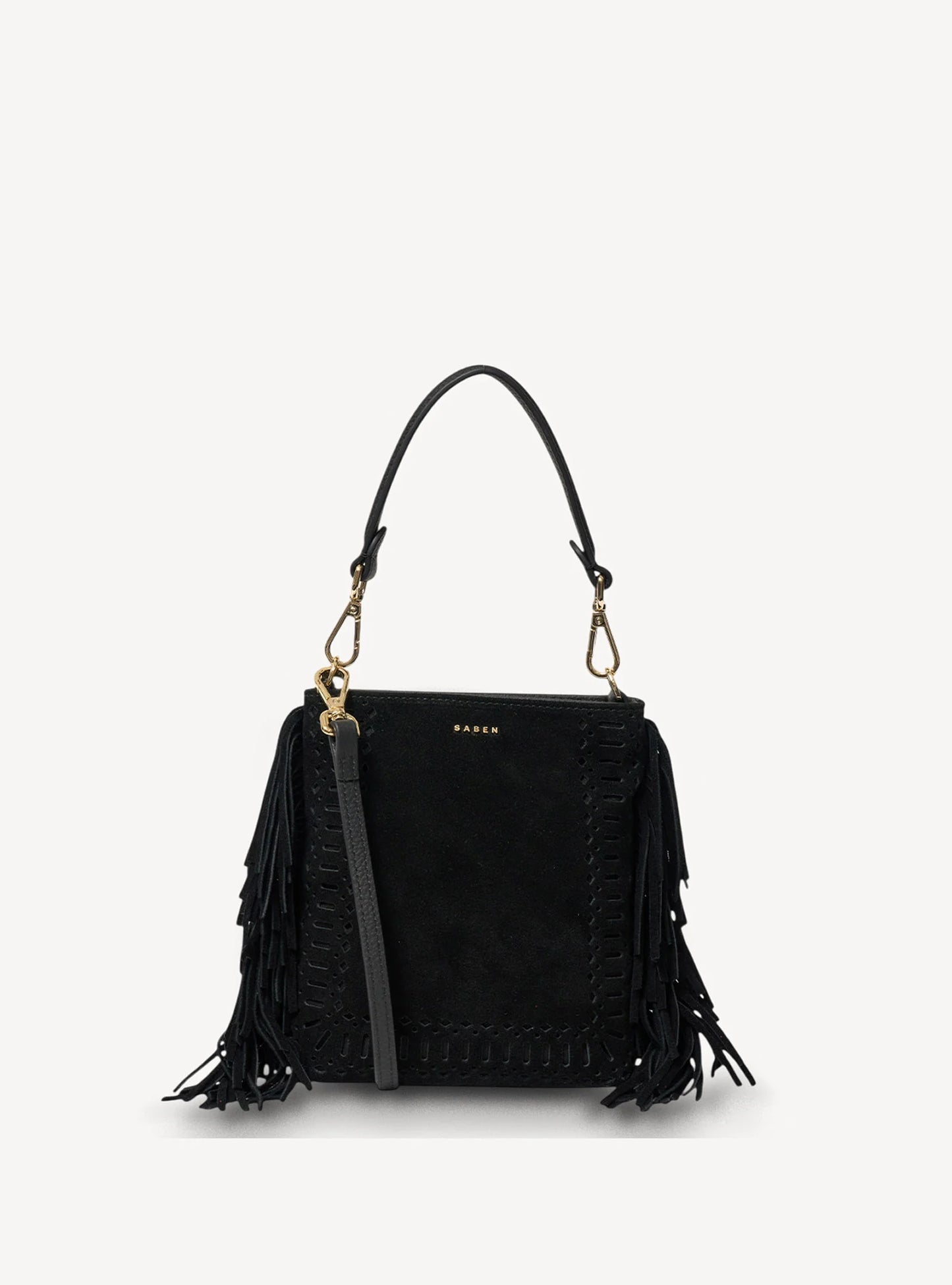 Saben Coco Mini Bag Black Suede+Fringe