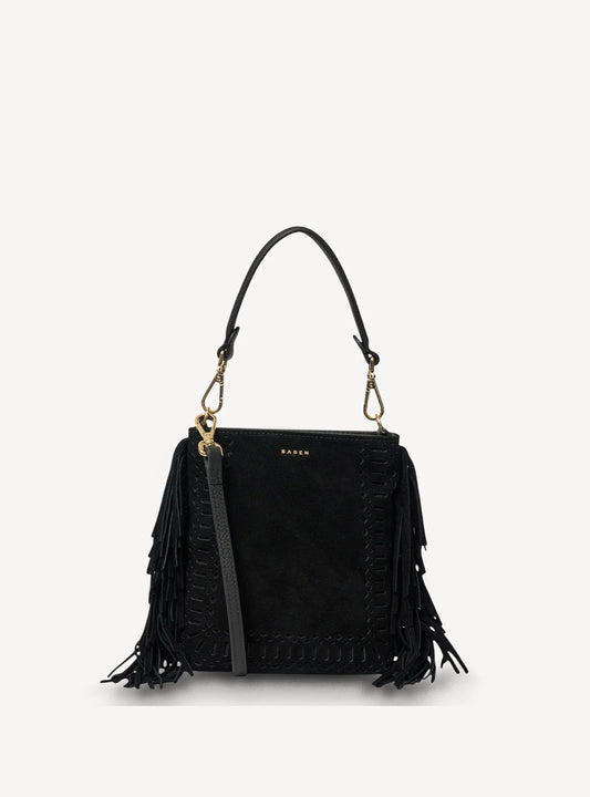 Saben Coco Mini Bag Black Suede+Fringe