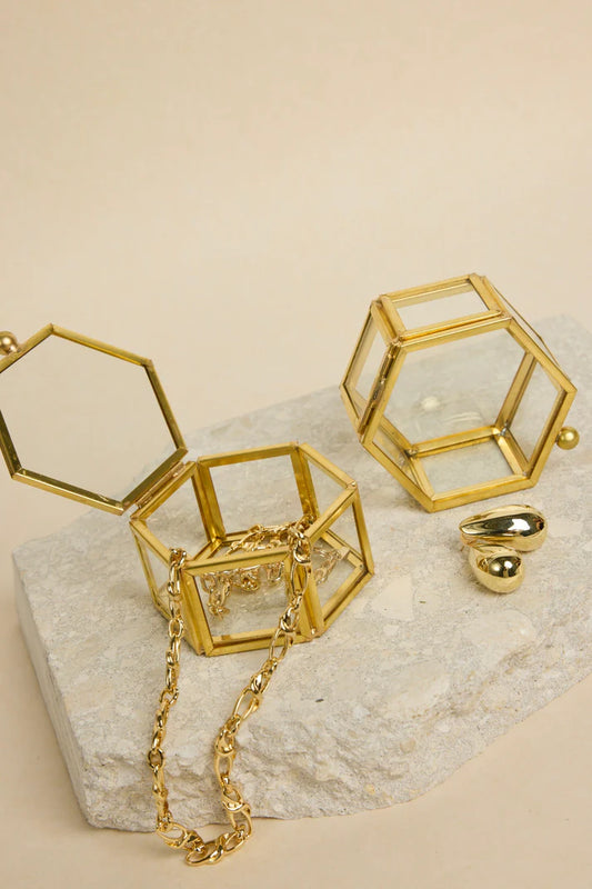 Flo & Frankie Glass Hexagon Jewellery Box