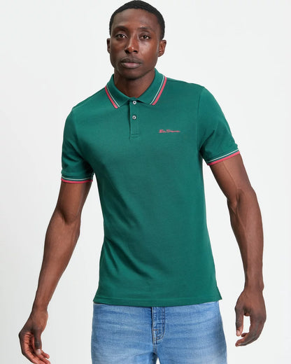 Ben Sherman Signature Pique Polo in Mint or Dark Green