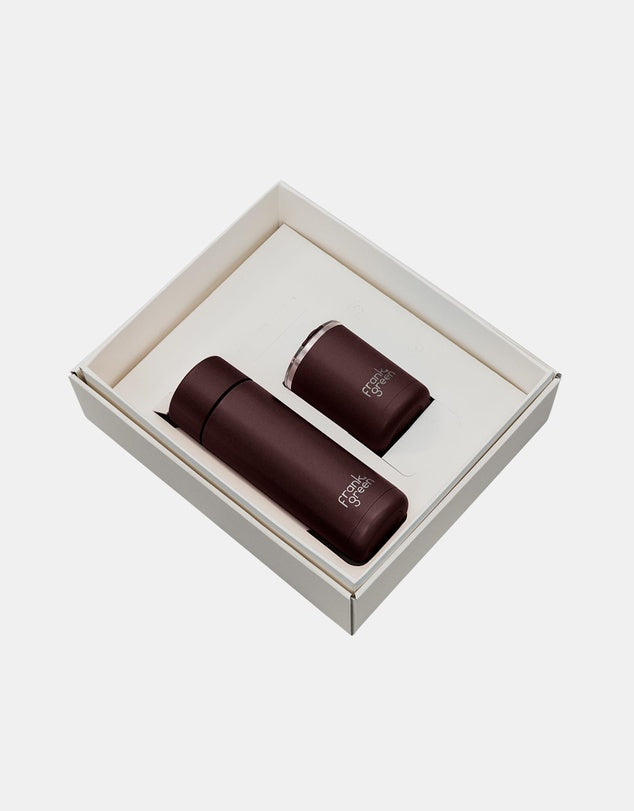 Frank Green Essentials Gift Set - Hinge Chocolate 12oz Cup & 20oz SSC Reusable Bottle