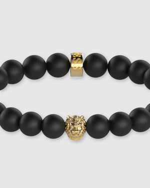 Guess Black Beads & Lion Head Bracelet